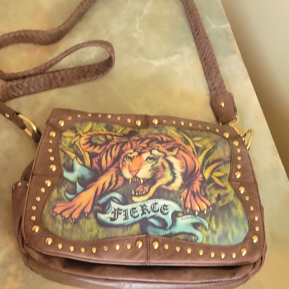 Fierce Tiger Brown Crossbody Bag - Women's Shoulder Purse